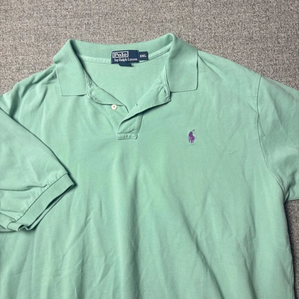 Polo Ralph Lauren Polo Shirt Mens XXL Classic Fit Mint Green Purple Pony Logo